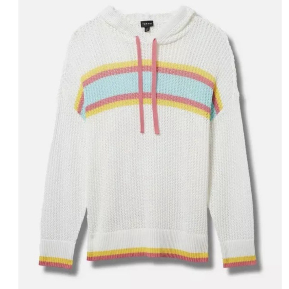 NWT Torrid White Pointelle Boxy Hoodie Sweater Size 2X